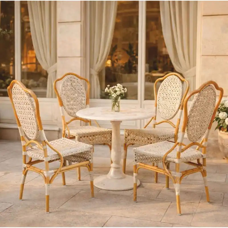 Solange Der Vorrat Reicht Casa Padrino set di 4 sedie da giardino di lusso grigio chiaro / naturale - Mobili per esterni