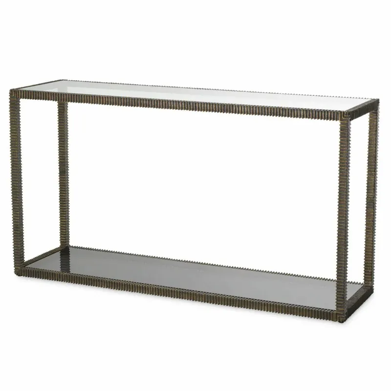 Sale Casa Padrino consolle di lusso in alluminio pressofuso con piano in vetro bronzo / grigio 140 cm