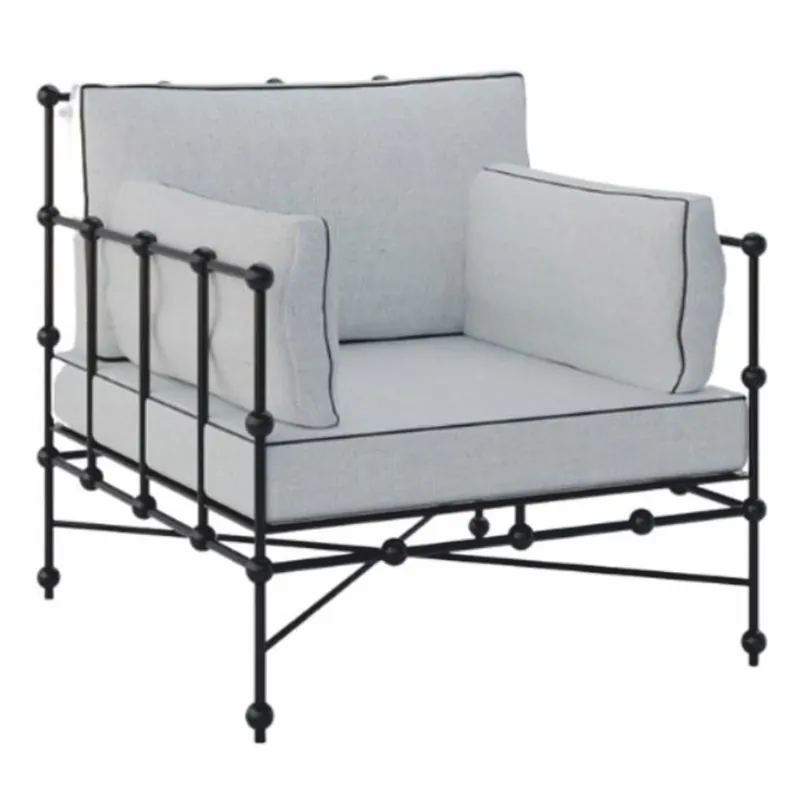 Preiswert Casa Padrino poltrona di lusso in ferro battuto nero / grigio 90 cm - Poltrona per hotel e giardino