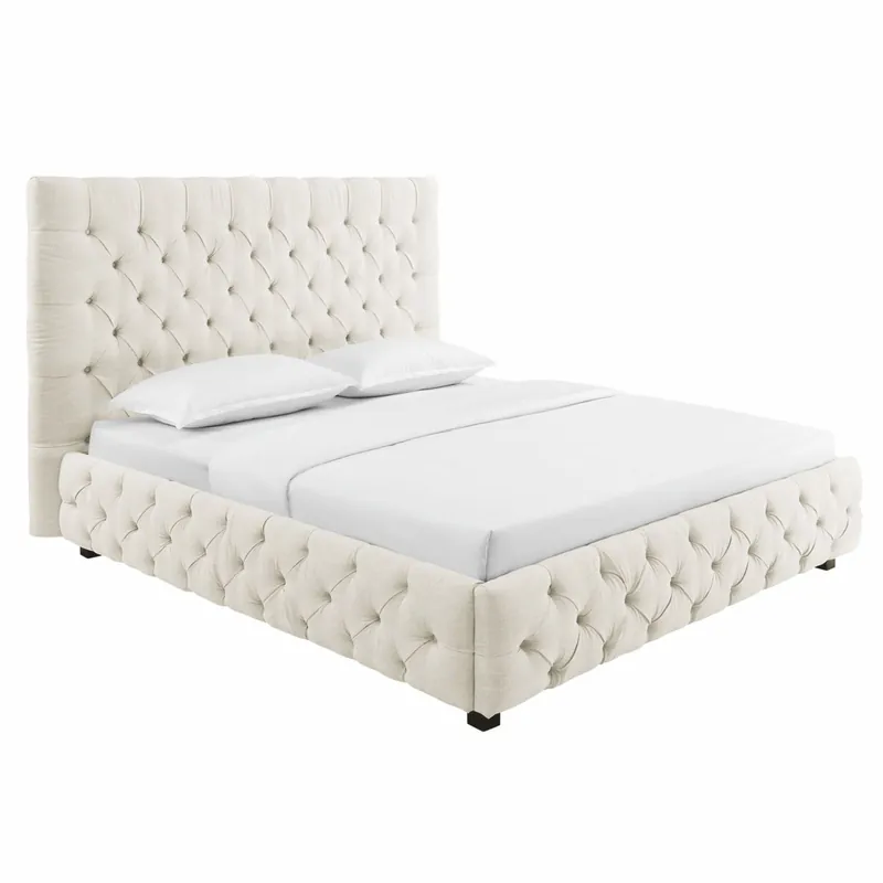 Casa Padrino letto matrimoniale Chesterfield beige / nero 180 x 200 cm - Mobili per camera da letto Bestpreis