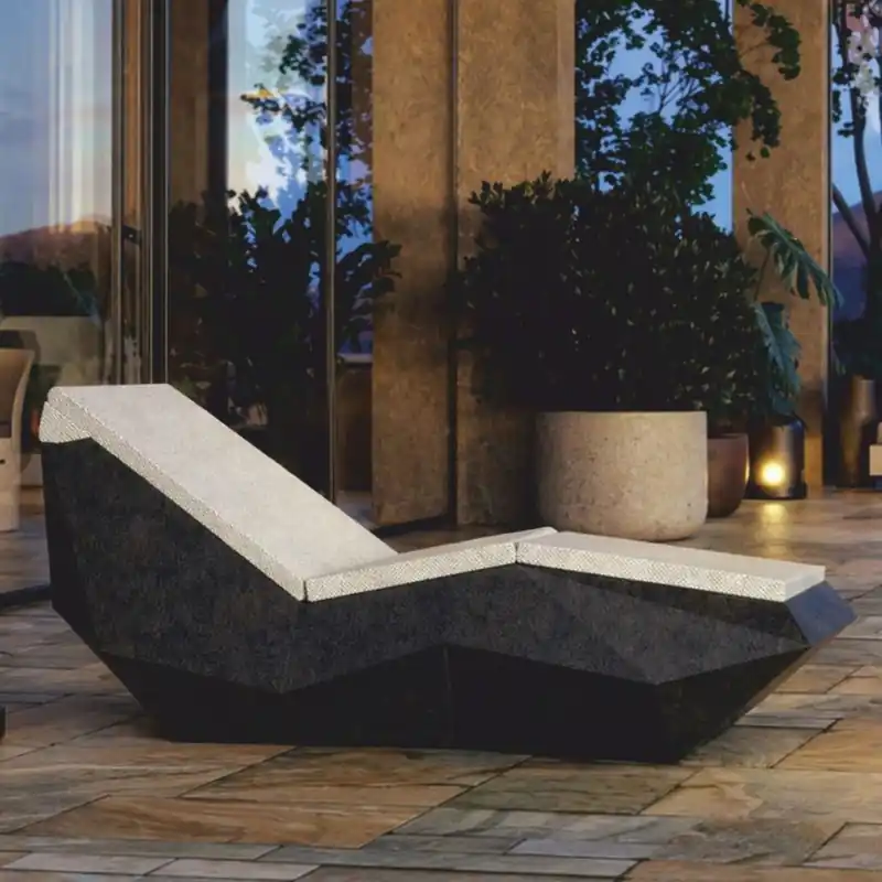Casa Padrino lettino da giardino di lusso nero opaco / crema 192 cm - Mobili per Hotel e Giardini Markenware