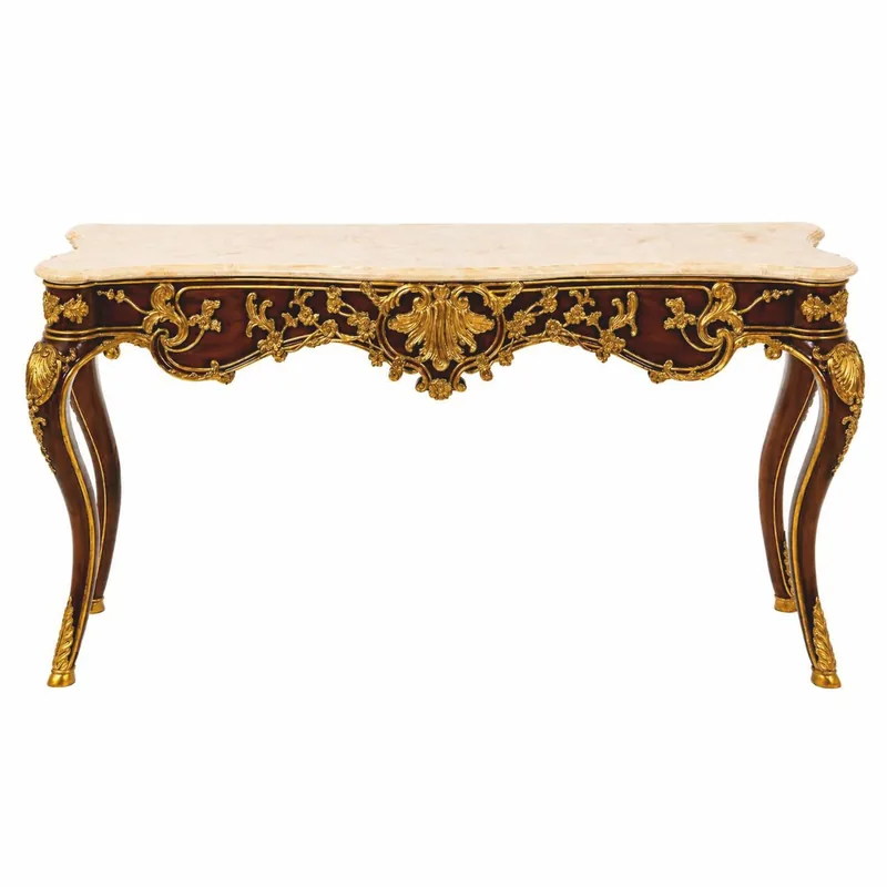 Highlight Casa Padrino consolle barocco di lusso in mogano marrone scuro / oro / crema 155 cm