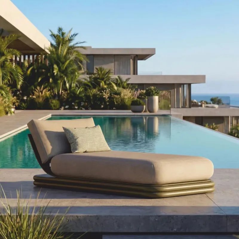Kracherpreis Casa Padrino lettino da giardino di lusso beige / verde opaco 200 cm - Lettino da piscina di lusso