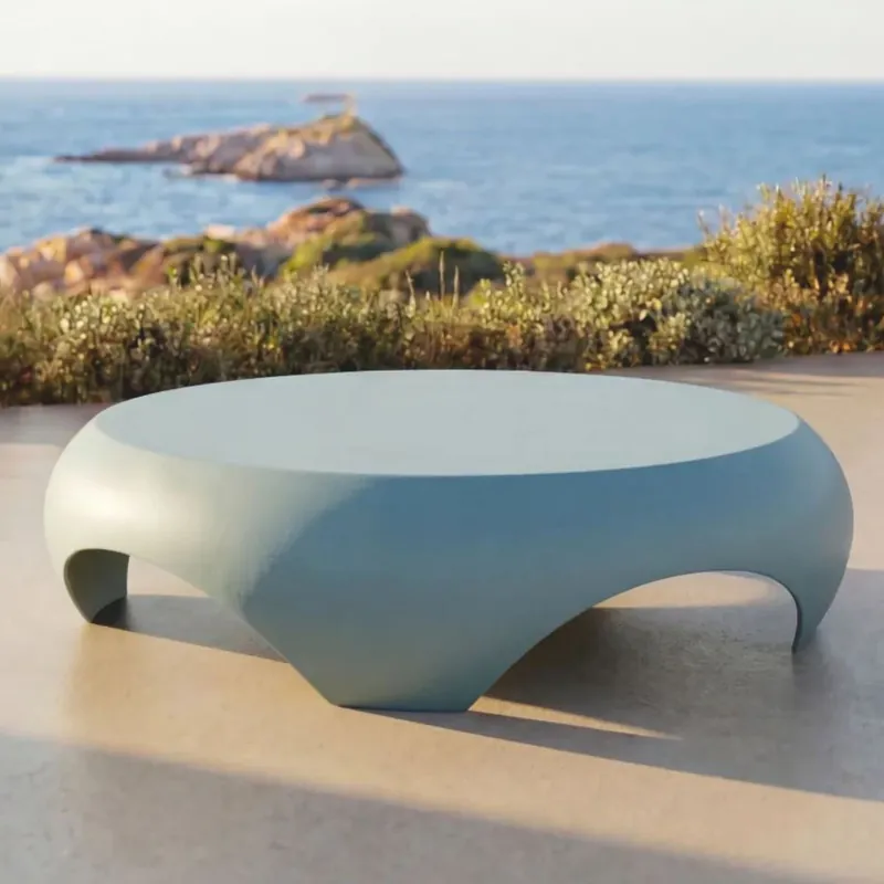 Top-Seller Casa Padrino tavolo da giardino di lusso blu opaco Ø 140 cm - Tavolino da caffè rotondo da giardino