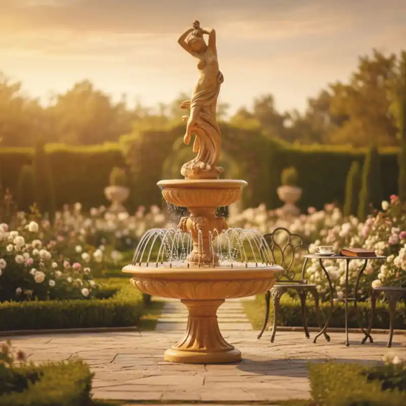 Markenware Casa Padrino fontana barocco beige Ø 152 x A. 330 cm - Magnifica fontana da giardino