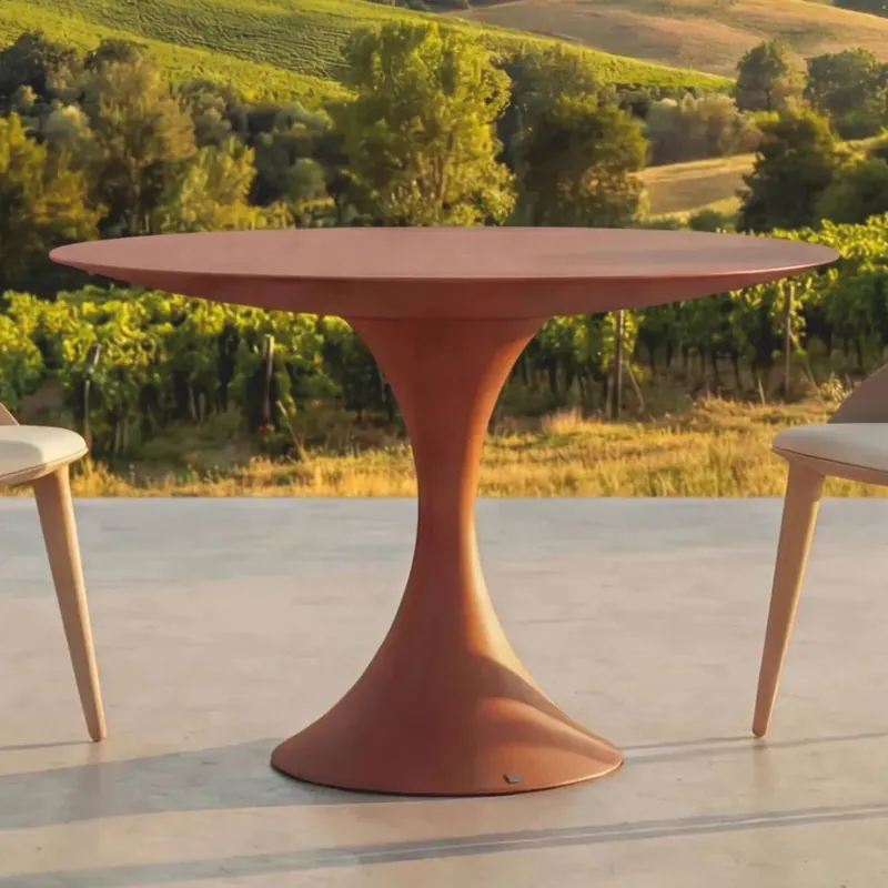 Casa Padrino tavolo da pranzo da giardino di lusso marrone opaco Ø 120 cm - Mobili da giardino di lusso Aktuell