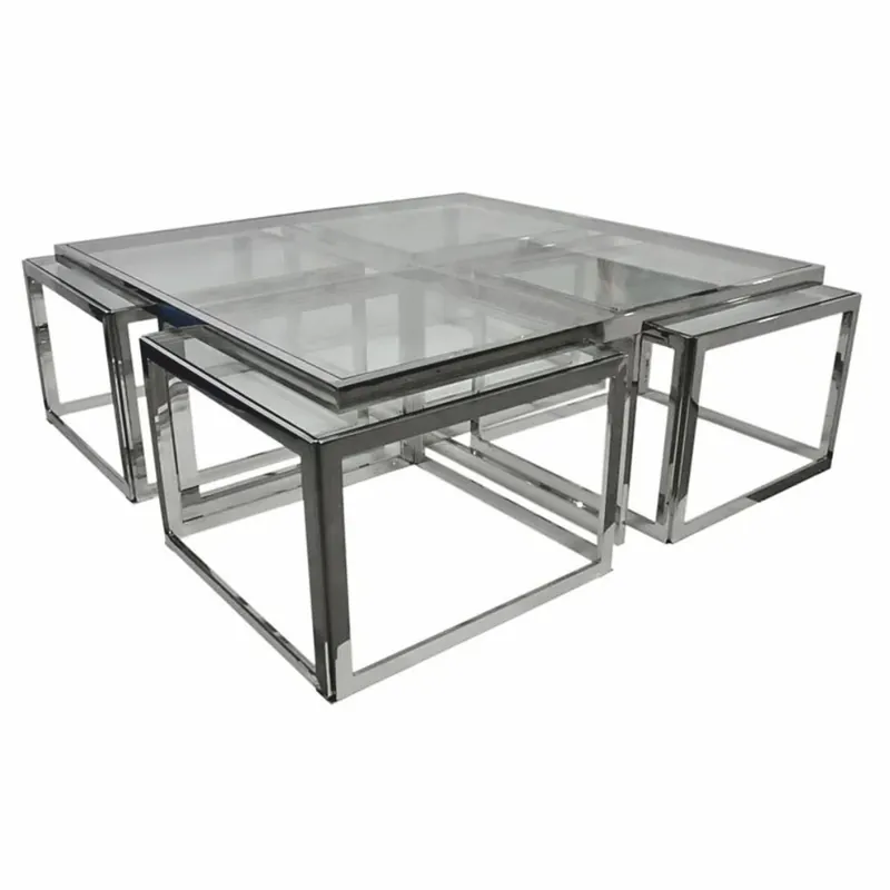 Nur Für Kurze Zeit Casa Padrino tavolo da salotto con 4 tavolini estraibili argento 120 cm