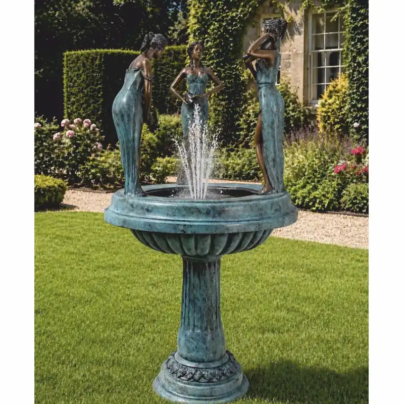 Nur Heute Casa Padrino fontana Art Nouveau in bronzo tre donne A. 135 cm - Decorazione da giardino
