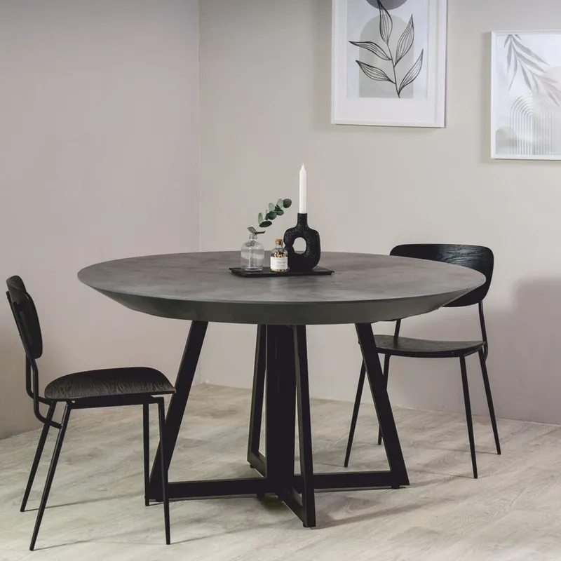 Casa Padrino tavolo da pranzo grigio / nero 138-314 cm - Tavolo da cucina rotondo allungabile Super-Preis