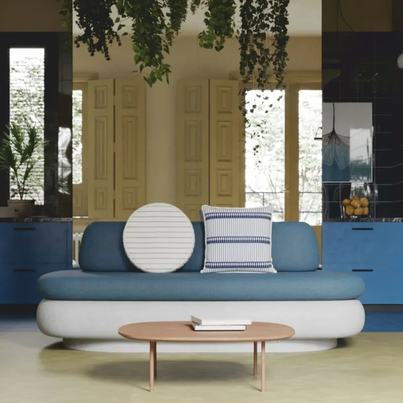 Casa Padrino divano di lusso in cemento bianco / blu 188 cm - Divano da giardino per esterni Billig