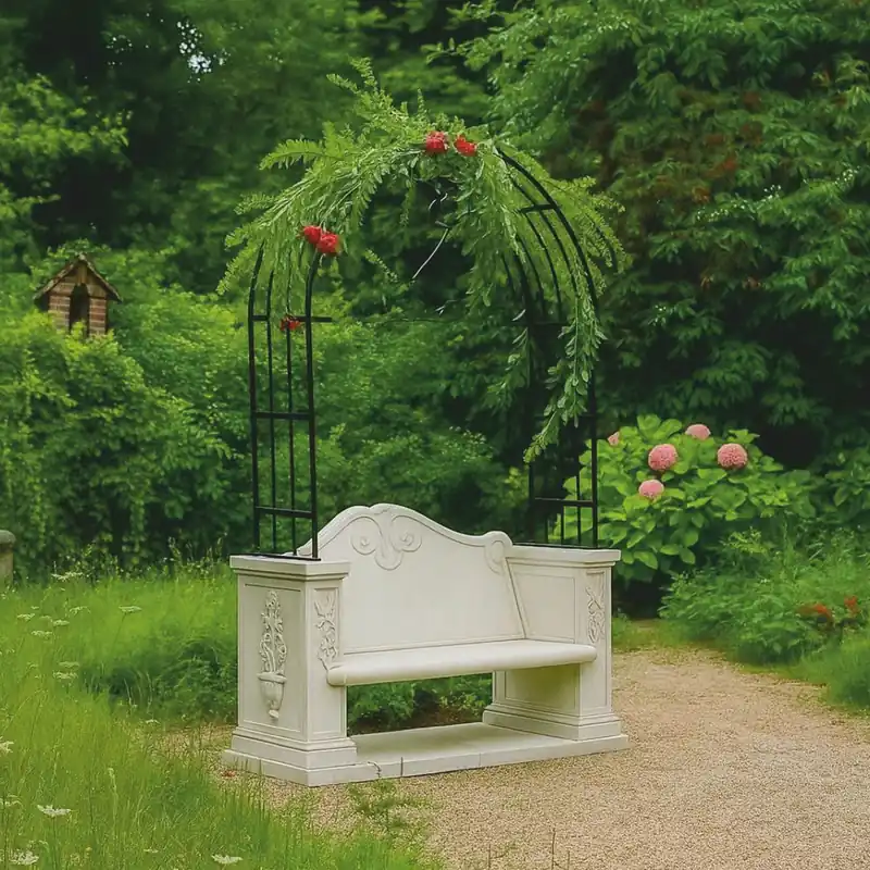 Casa Padrino panca da giardino barocco con arco di rose grigio chiaro / nero 155 x A. 250 cm - Fatto in Italia Direktkauf