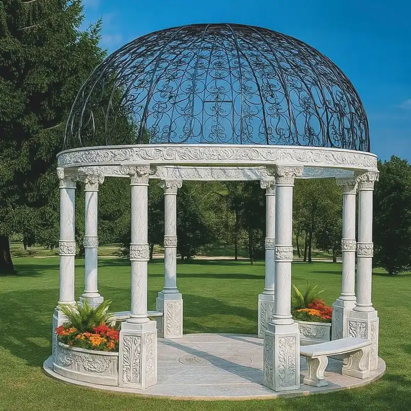 Casa Padrino padiglione da giardino barocco grigio chiaro / nero Ø 555 x A. 530 cm - Fatto in Italia Preis Gesenkt