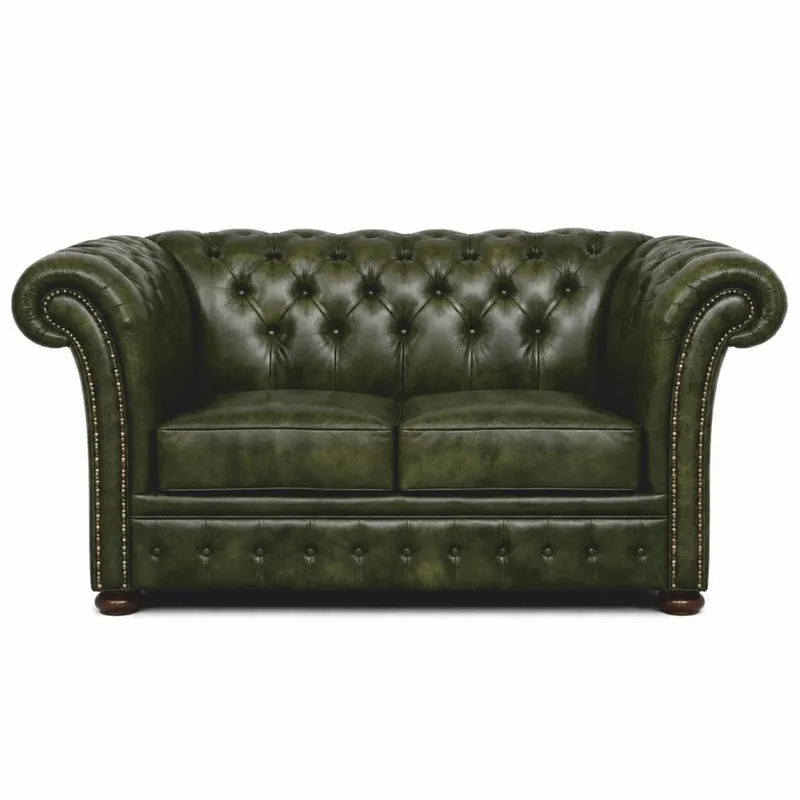 Casa Padrino divano Chesterfield di lusso a 2 posti in pelle verde scuro vintage / marrone scuro 170 cm Neu