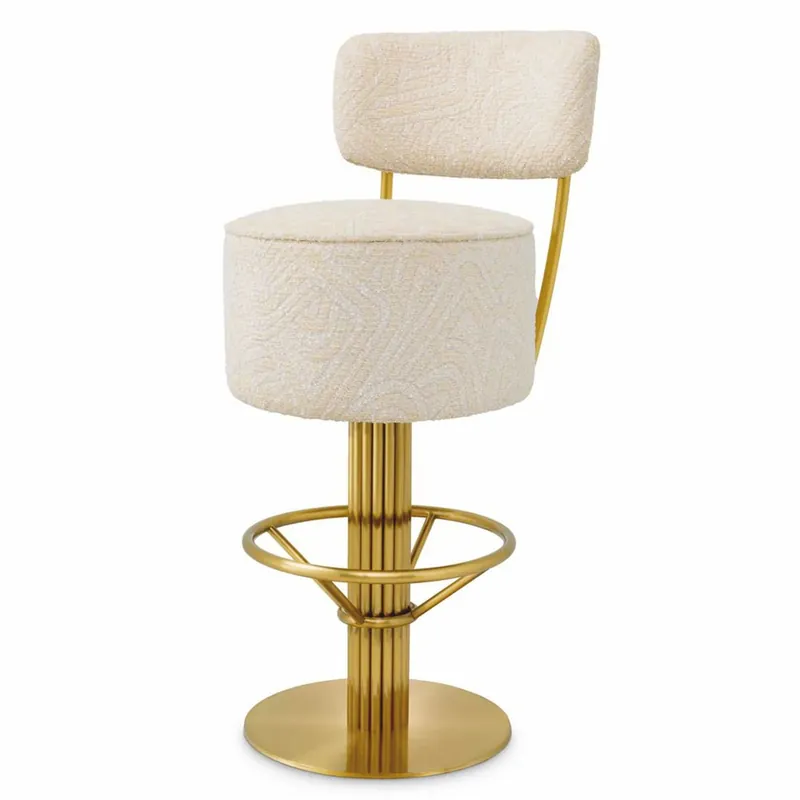 Sofort Bestellen Casa Padrino sgabello da bar di lusso in acciaio inox crema / ottone A. 104 cm - Mobili da bar di lusso