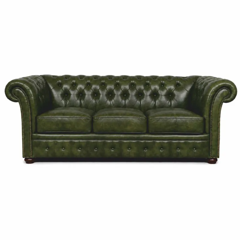 Sonderangebot Casa Padrino divano Chesterfield di lusso a 3 posti in pelle verde scuro vintage / marrone scuro 210 cm