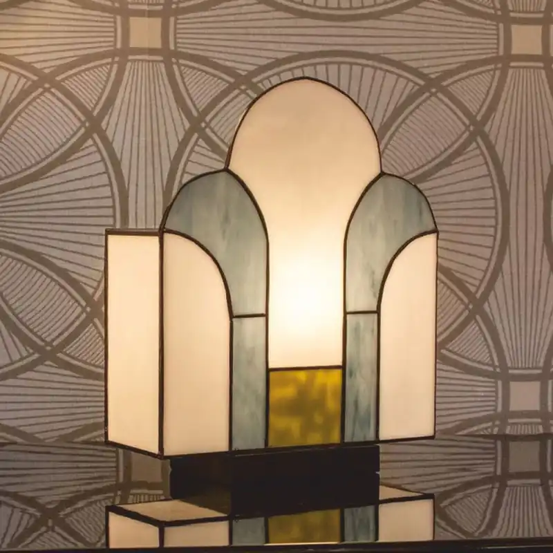 Casa Padrino Lampada da Tavolo Art Déco Tiffany Bianco / Blu-Grigio / Verde / Nero A. 28,5 cm Meistverkauft