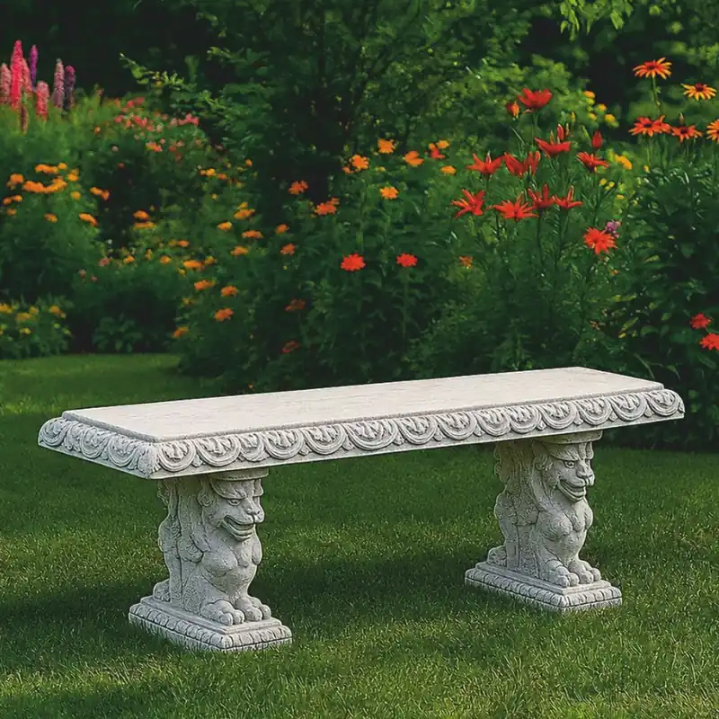 Abverkauf Casa Padrino panca da giardino barocco in cemento grigio 158 cm - Mobili da giardino barocco - Fatto in Italia