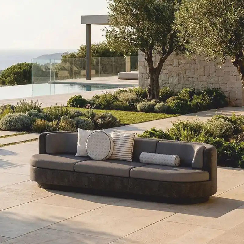 Top-Angebot Casa Padrino divano di lusso in cemento antracite / grigio 294 cm - Divano per soggiorno e giardino
