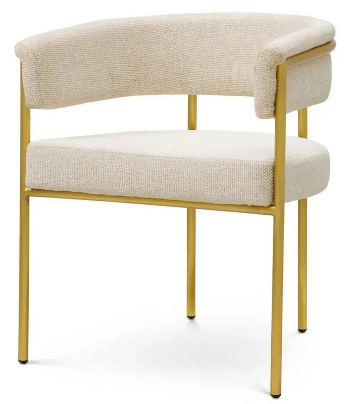Neu Casa Padrino sedia da pranzo di lusso con braccioli bianco crema / ottone - Mobili per sala da pranzo
