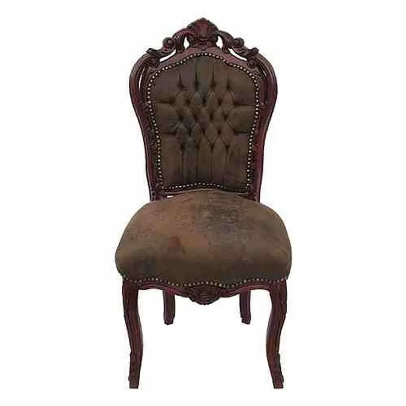 Silla Casa Padrino barroco Cena Negro / efecto cuero Negro Neue Ware