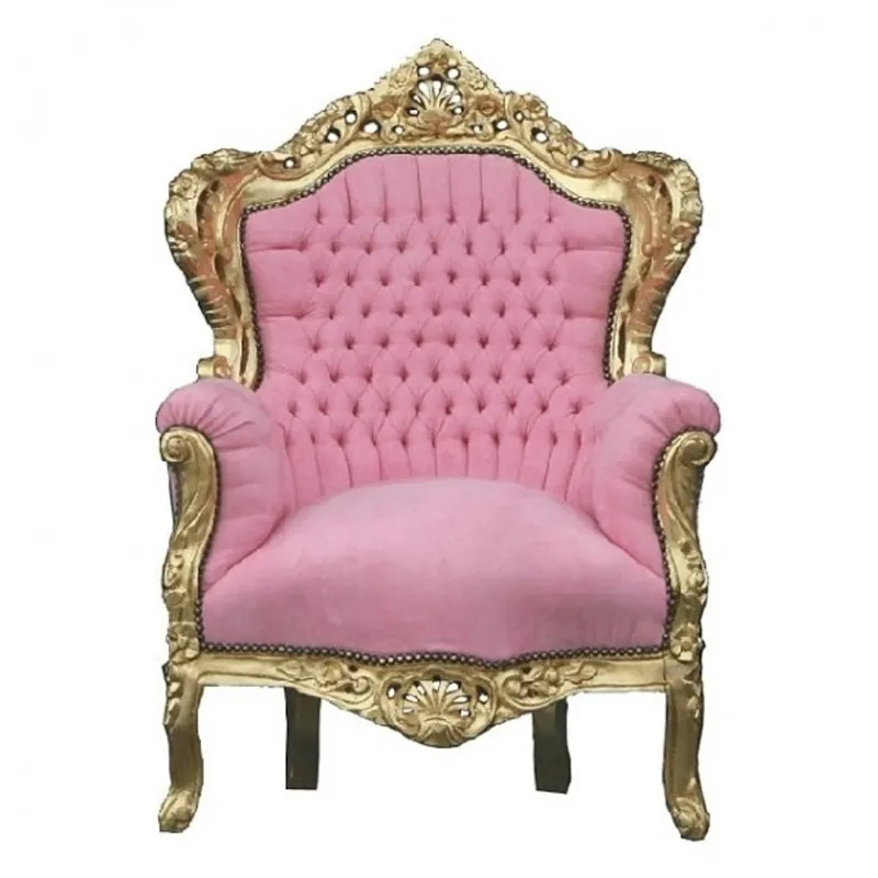 Casa Padrino Baroque Armchair "King" Rosa / Gold Expressversand