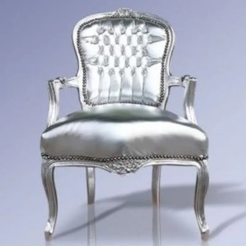 Preisreduziert Casa Padrino barroco Salón silla de plata de cuero mirada / Plata - muebles de estilo antiguo