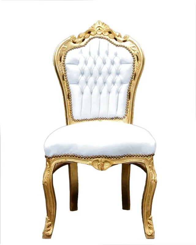 Top-Preis Casa Padrino barroco Cena Silla Blanco / Oro - Muebles de estilo antiguo