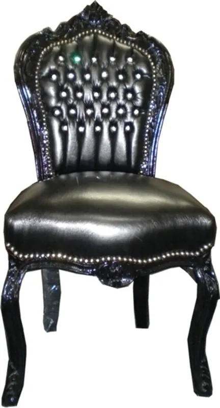 La cena barroco Silla Negro / Negro de cuero de Bling Bling mirada Angebot