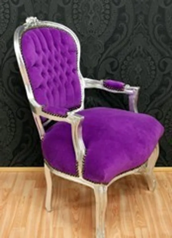 Salón barroco Silla púrpura / plata Direkt Vom Hersteller