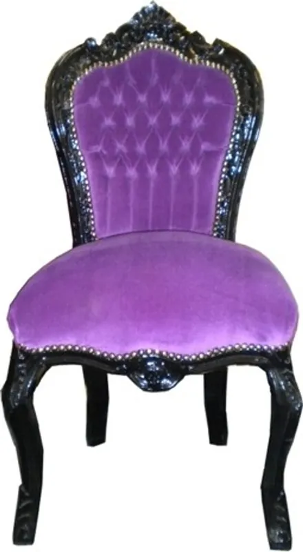 Casa Padrino barroco Cena Silla Púrpura / Negro - Muebles antiguos Preisknaller