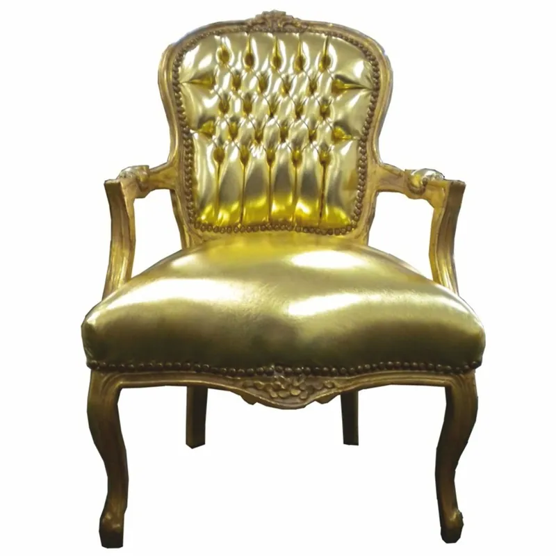 Casa Padrino silla de salón barroco de cuero artificial oro - Muebles barrocos Wochenendangebot