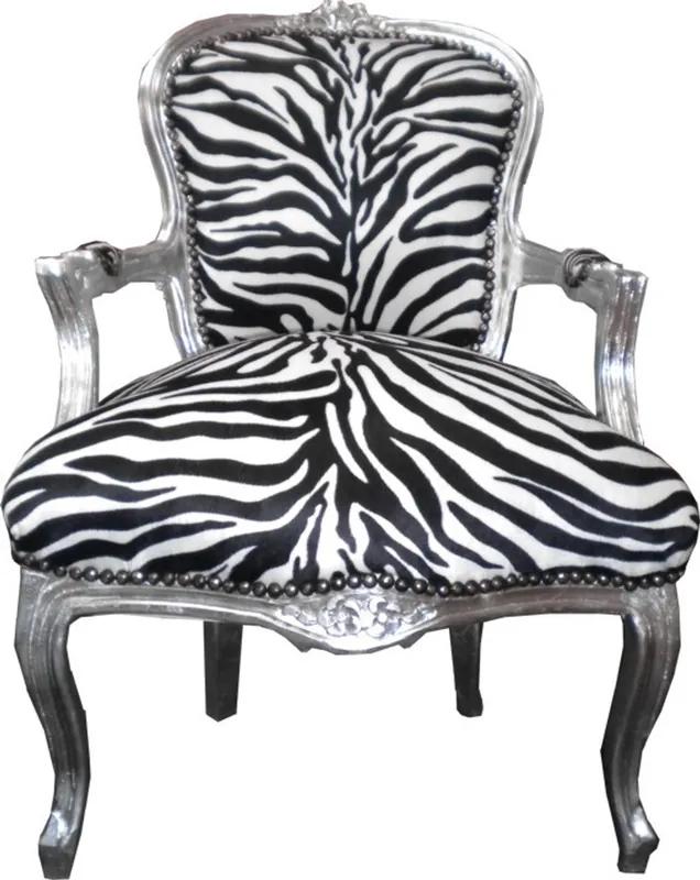 Salón barroco Silla Zebra / Plata Nur Für Kurze Zeit