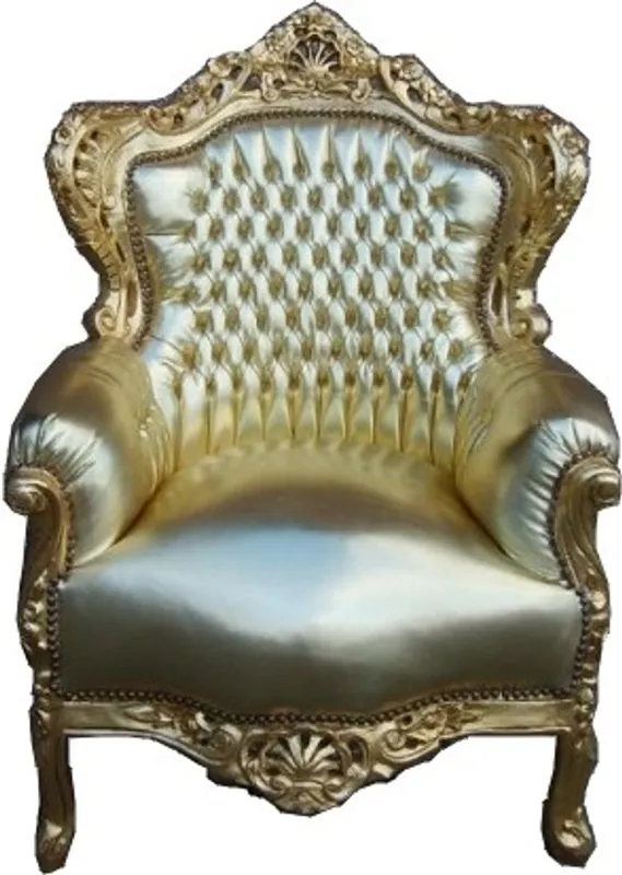 Baroque Armchair "King" Gold / Gold Leather Look Wochenendangebot