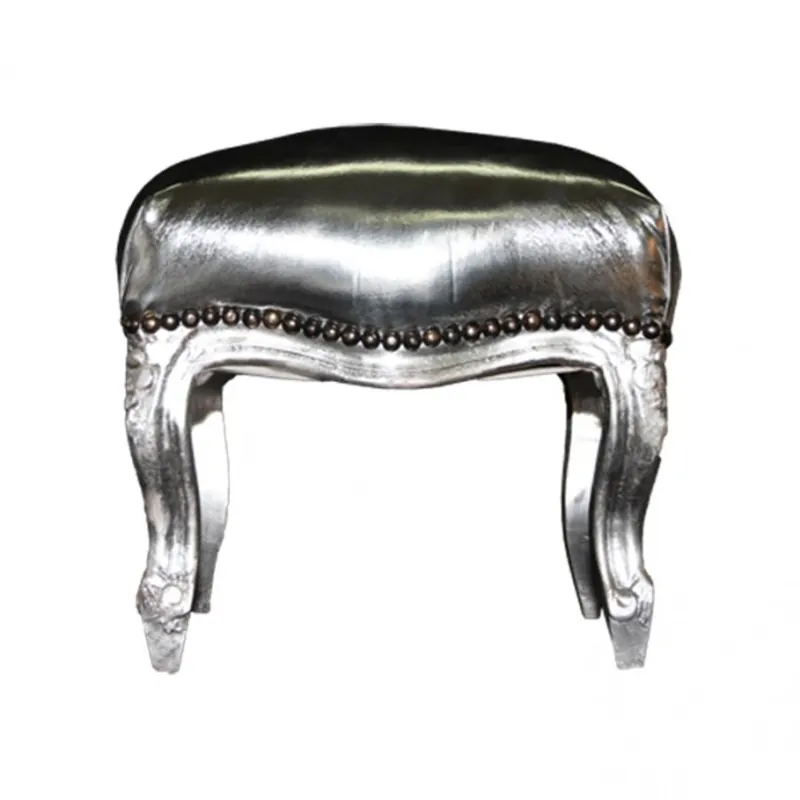 Jetzt Bestellen Casa Padrino barroco otomana de plata / plata - Muebles heces