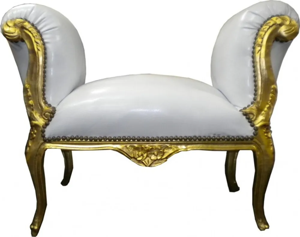 Casa Padrino barroco Taburete blanco / oro - banco Letzte Chance