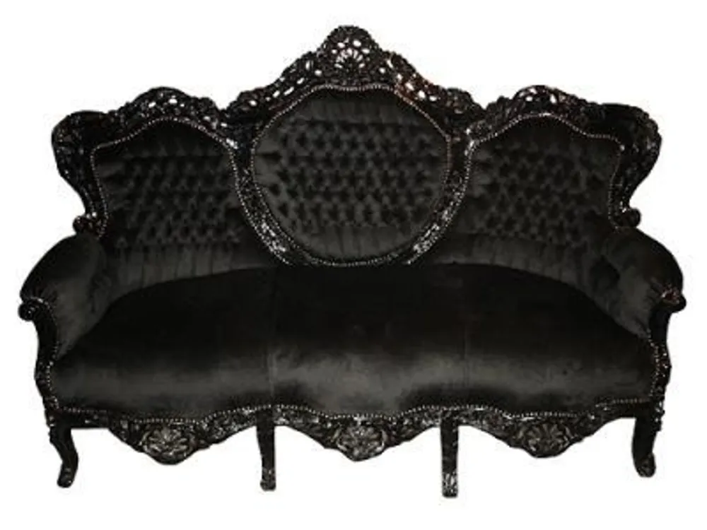 Knallerangebot Juego de sofás barrocos Casa Padrino King Negro / Negro