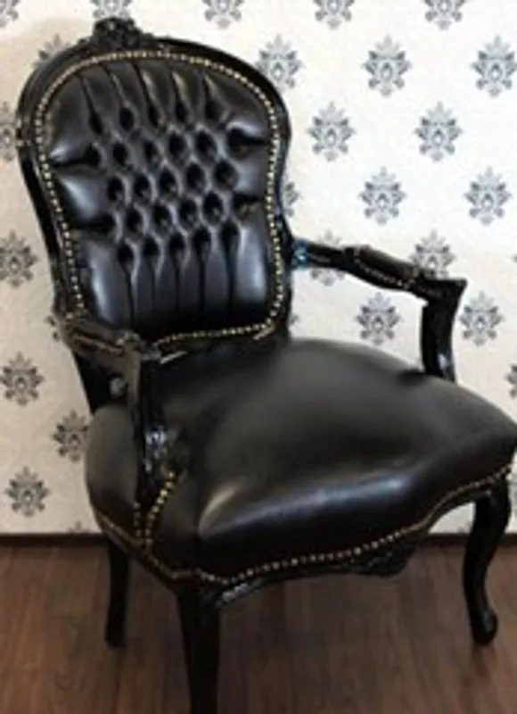 Casa Padrino barroco Salón Presidente Negro / efecto cuero Negro Preisknaller