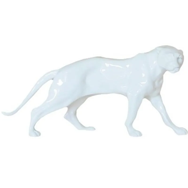 Casa Padrino figura decorativa de lujo pantera blanco 26 x 8 x A. 11 cm - Escultura de piedra artificial - Accesorios Decorativos Garantierte Lieferung