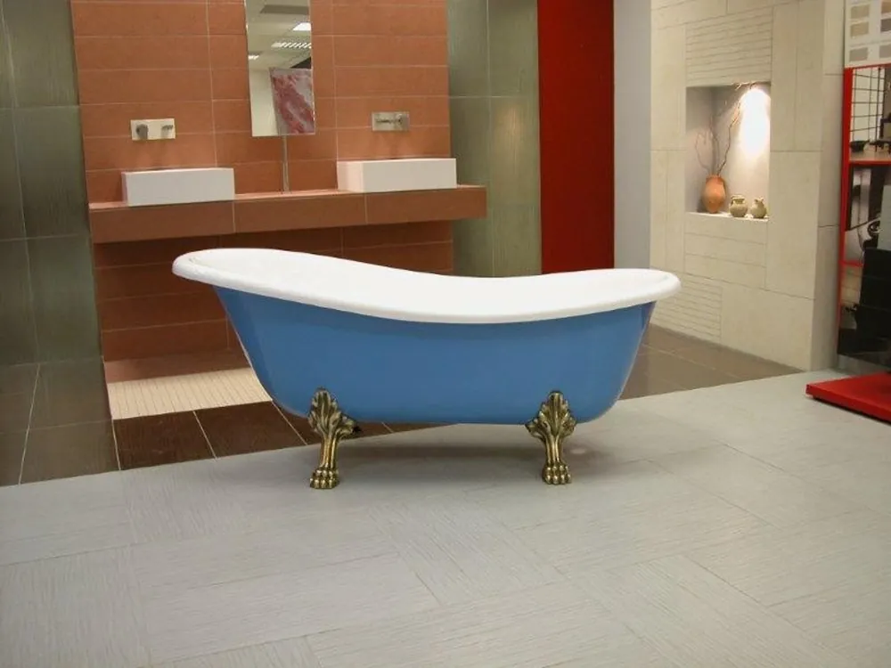 Baño de lujo independiente, de estilo Art Nouveau Roma Luz azul / blanco / chatarra de oro 1470mm - baño barroco Knallerangebot