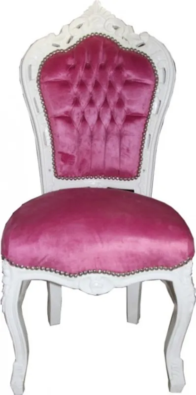 Sonderaktion Silla Casa Padrino barroco Cena rosa / blanco - Muebles