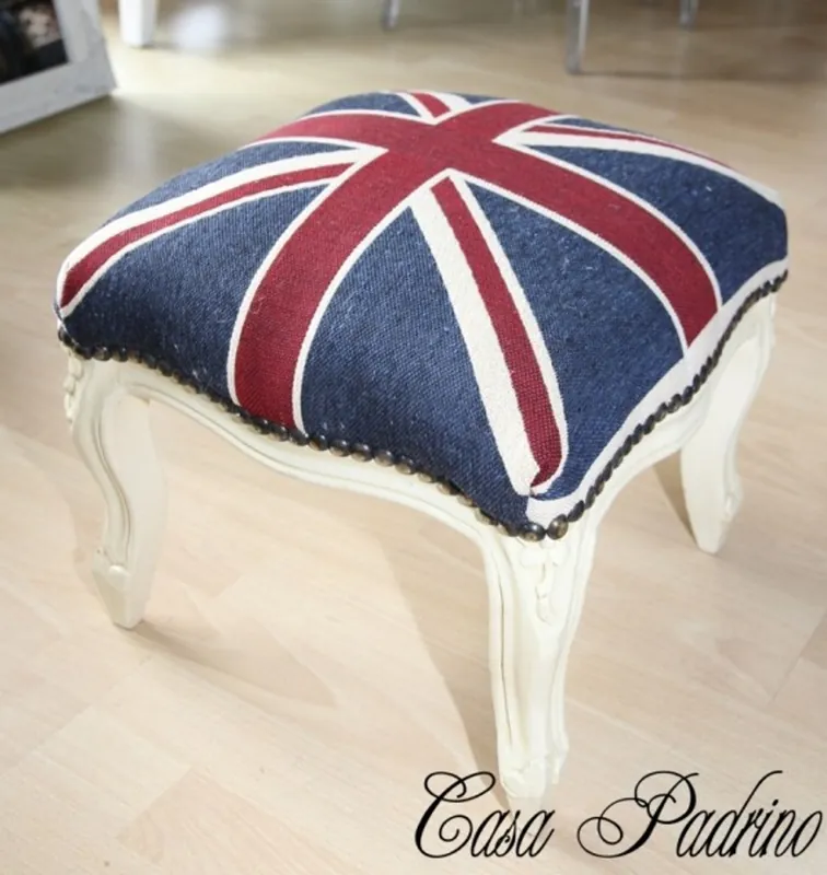 Casa Padrino barroco estrado Unión Jack / Crema - heces bandera Inglés antiguo estilo de Inglaterra Top-Seller