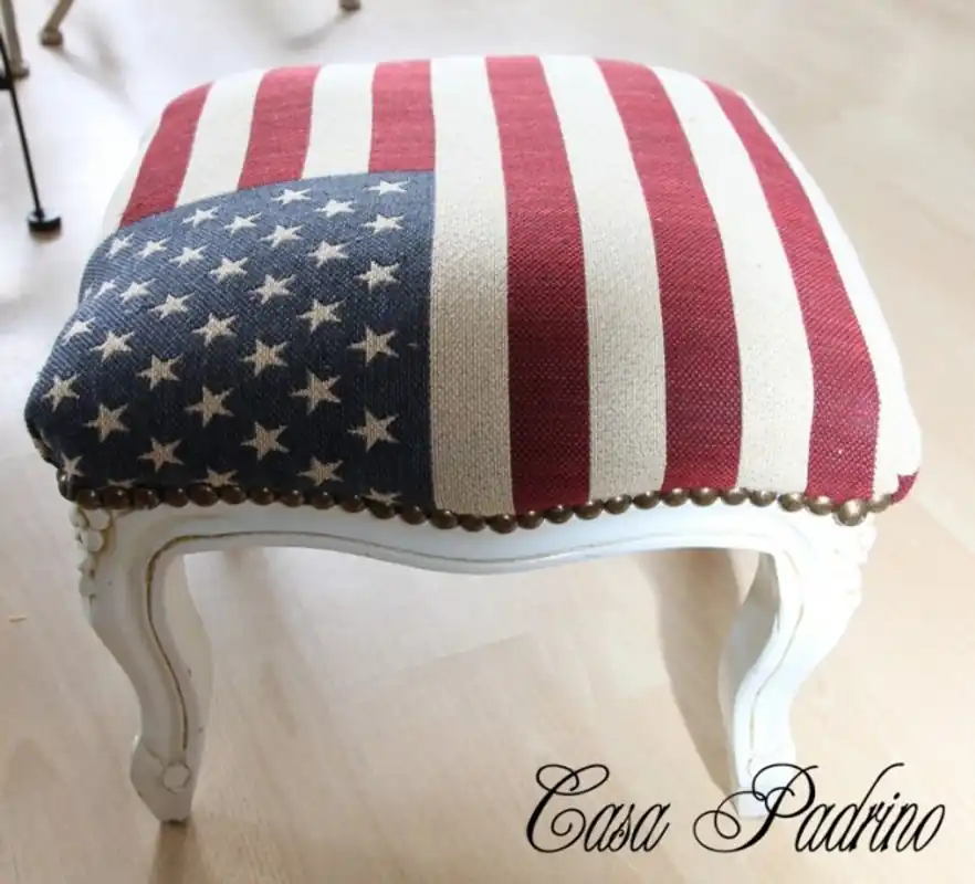 Escabel Casa Padrino barroco EE.UU. Diseño / Crema - Bandera de Estados Unidos heces Sofort Bestellen