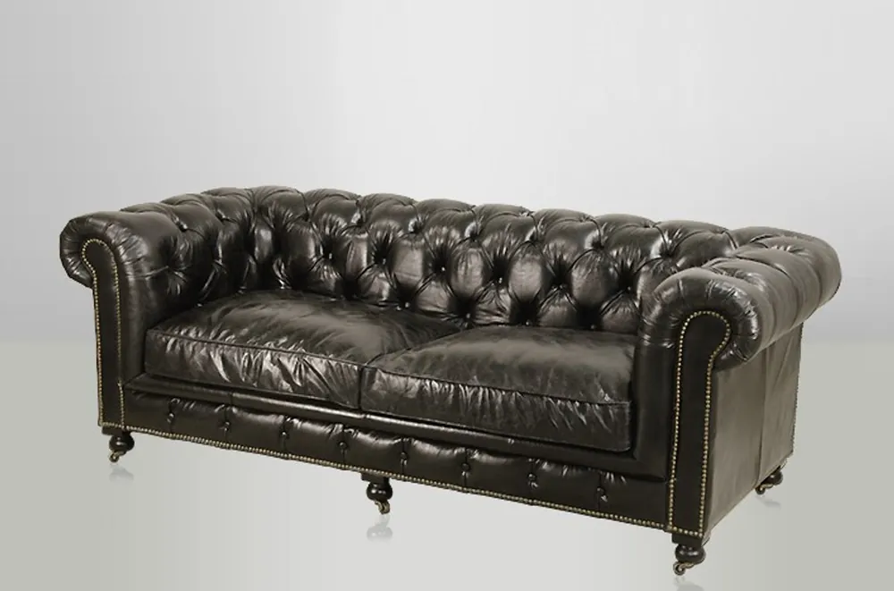 Sale Chesterfield Leather Sofa 2.5 Seater Luxury Vintage Leather Cigar Casa Padrino