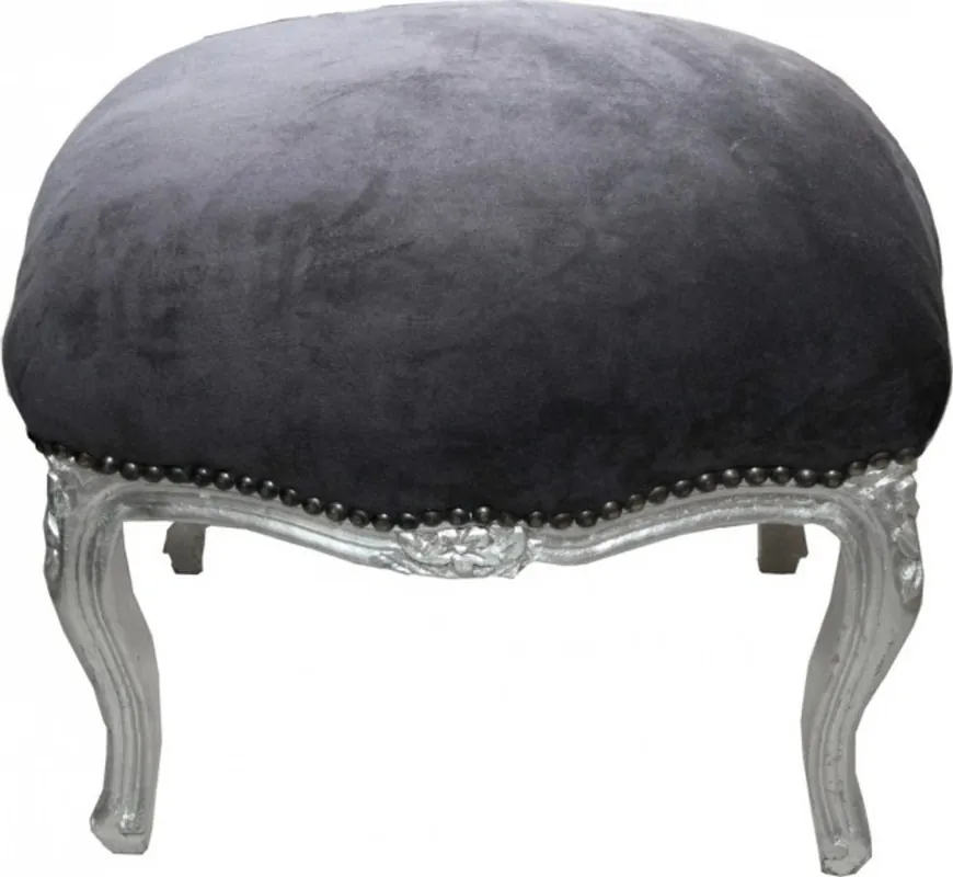 Begrenztes Angebot Casa Padrino barroco otomana Gris / Plata Medium - Heces - Muebles antiguos barroco