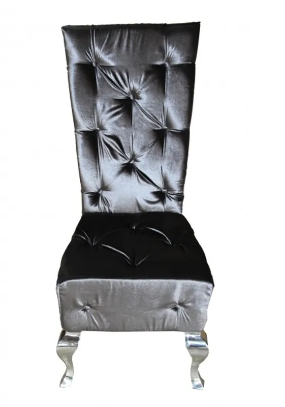 Echt Casa Padrino barroco Cena Presidente Negro / Plata - Silla design - calidades de lujo - sillón de alto respaldo alto
