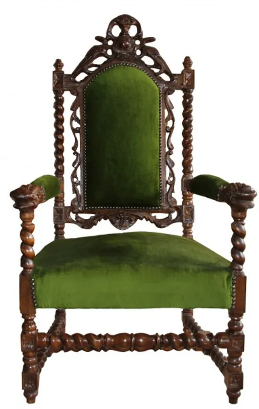 Sofort Bestellen Sillón trono barroco Casa Padrino verde / caoba - muebles barrocos sillón Tron royal