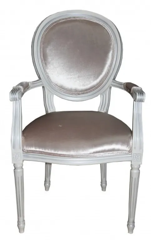 Casa Padrino Baroque Dinner Chair With Armrest Green / White - Designer Chair - Luxury quality Expressversand