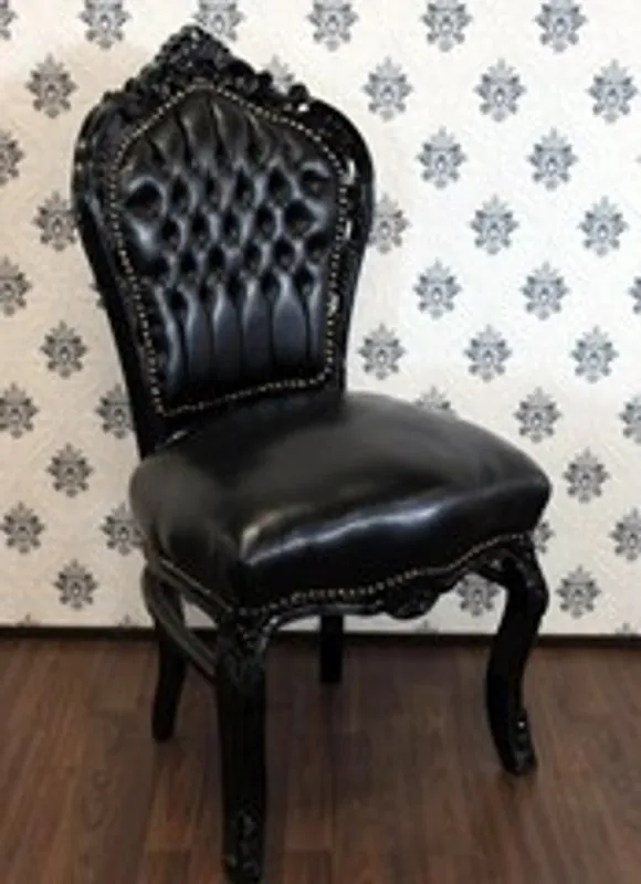 Wochenendangebot Silla Casa Padrino barroco Cena Negro / efecto cuero Negro - Muebles de estilo antiguo