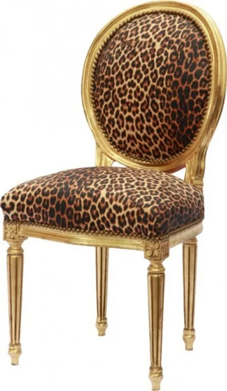 Casa Padrino barroco leopardo Cena de la silla / oro redondo Günstig