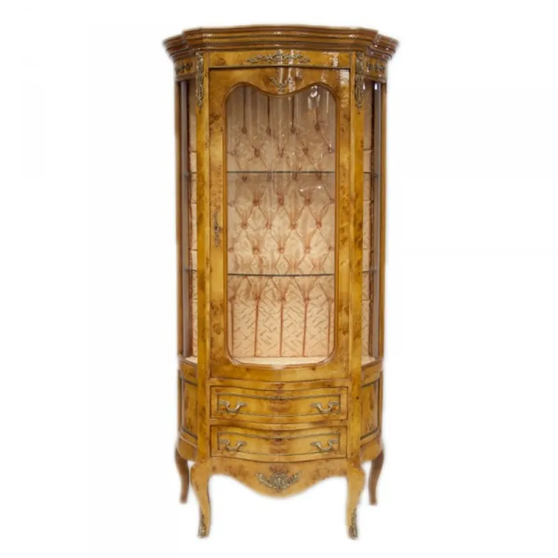 Geprüft Casa Padrino vitrina barroco marrón claro 88 x A. 180 cm - Vitrina de madera maciza - Mueble de Salón - Muebles Barrocos